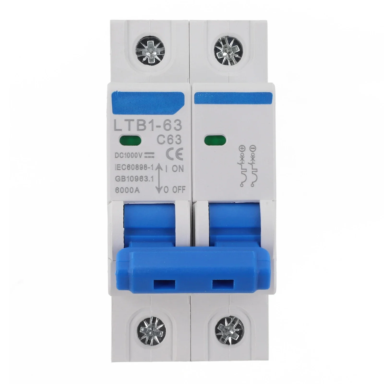 63A DC Circuit Breaker 2P Solar PV Disconnect Switch DIN Rail Isolator 1000V DC For Test Measurement Tool Accessory