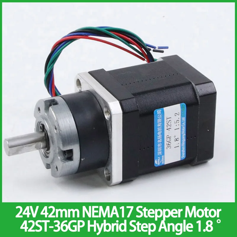 

24V Planetary Reduction 42mm NEMA17 Stepper Motor 42ST-36GP Hybrid High Torque Step Angle 1.8 ° Micro DC Reduction Motor