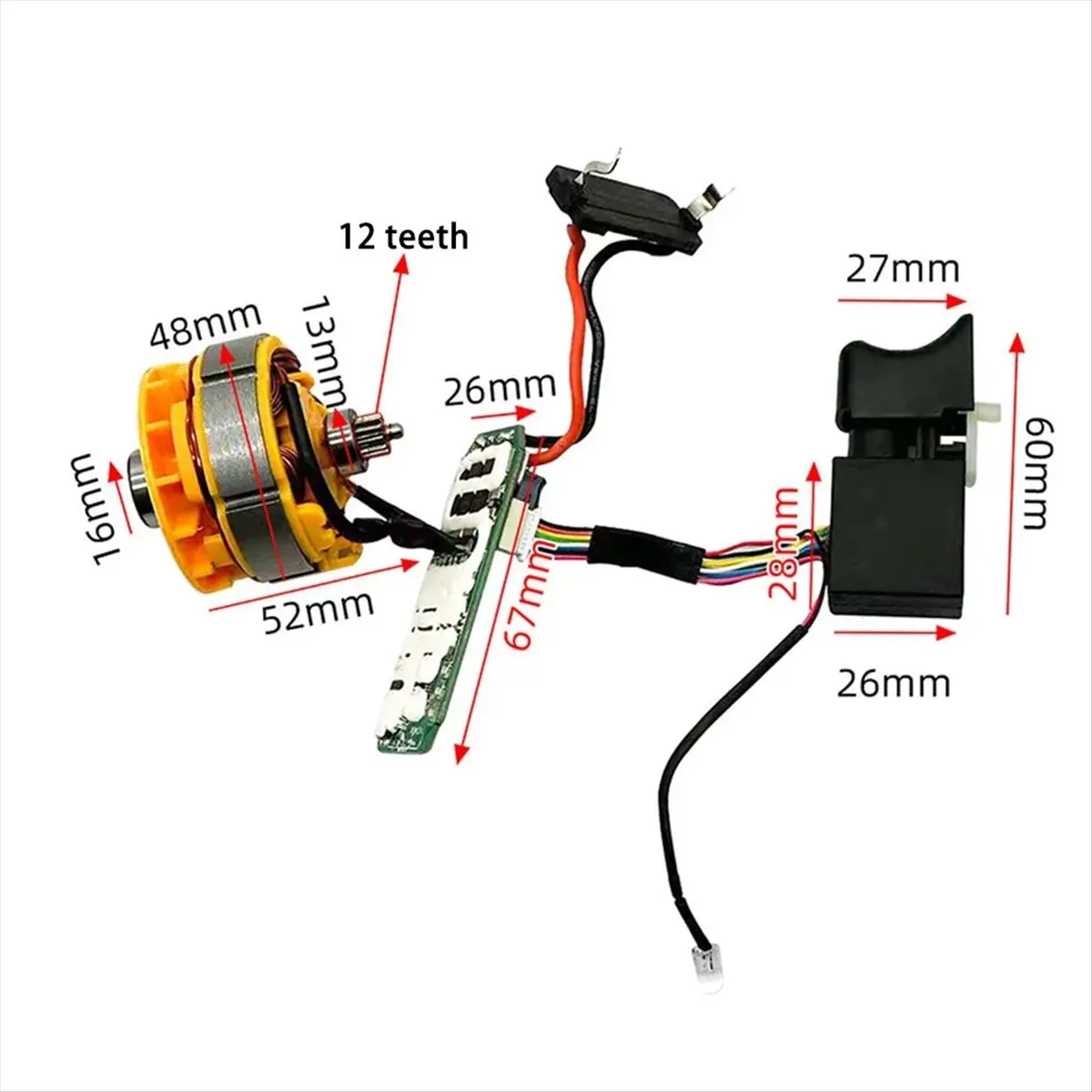 ✼16.8V 12teeth Brushless Electric Drill Assembly Motor Control Board Switch Two Speed Modelelectric Drill Power Tool