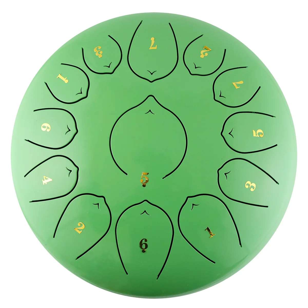 

12 Inch 13 Tone Steel Tongue Drum Green Handpan Music Drums Retro Ethereal Drum Professional Musical Instruments Yoga Meditation