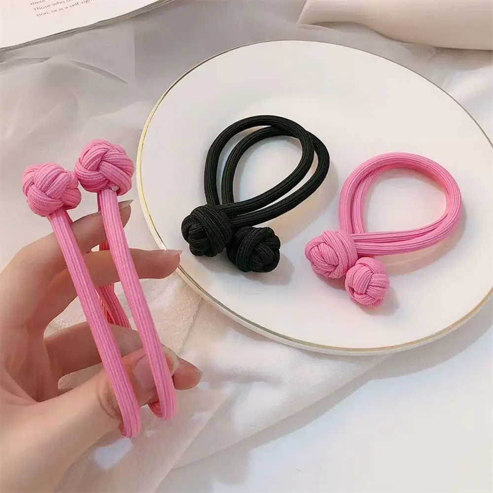 Retro Solid Color Chinese Knot Hair Rope Rubber Dopamine Style Elastic Hair Ring Ethnic Elastic Korean Rubber Band Party