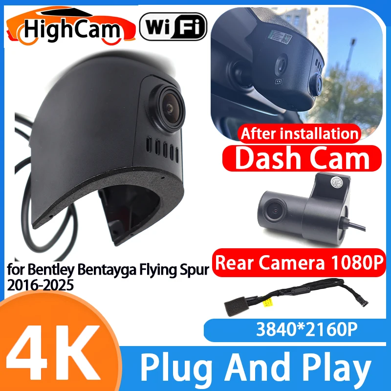 Cámara HighCam para Bentley Bentayga Flying Spur 2016-2025, Grabadora de Video DVR Wifi 4K 2160P, Cámara Delantera y Trasera de 170° °   Gran Angular