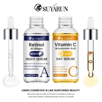SUYARUN Day Vitamin C Night Retinol Serum - Brightening & Anti-Aging | 2-in-1 Formula for…