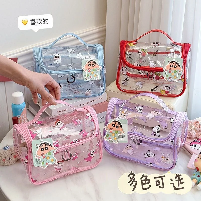 

New Crayon Shin chan Cute Transparent Makeup Bag Waterproof Large Capacity Handheld Toiletry Lightweight Storage Bag Gifts Girls