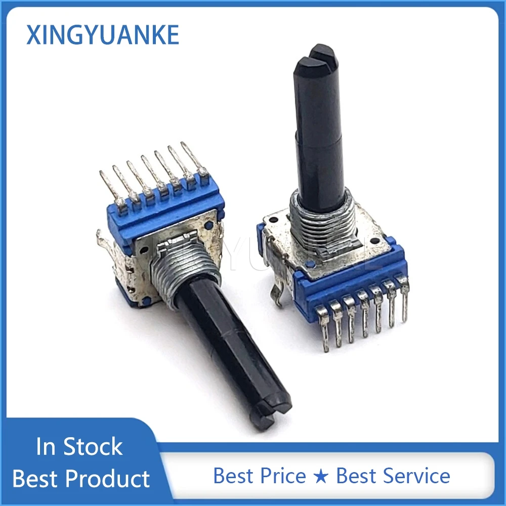 2PCS RK14 Type Rotary Potentiometer A20K A203 Double Vertical Single Row 7-Pin Audio Volume Mixer Potentiometer D Shaft 28MM