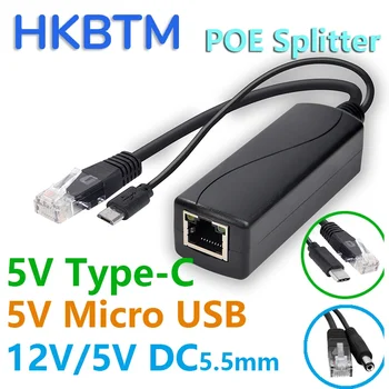 Répartiteur POE 48V à 5V 12V, Micro USB tpye-c BarrelJack, a...