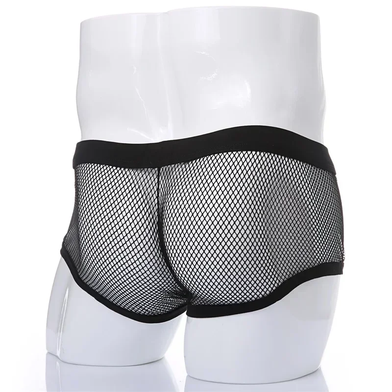 Sexy Mesh Boxer Men Underwear See Through Transparent Low Waist Nightwear Boxer Shorts Boxershorts Men Sexy Underwear Sissy