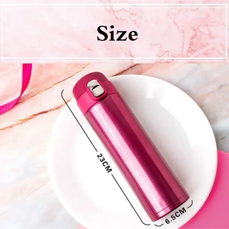 500ML Small Stainless Steel Bouncing Cover Vacuum Flask Thermos Cup Coffee Tea Milk Thermo Bottle Mug Fashion Cups Acceseories