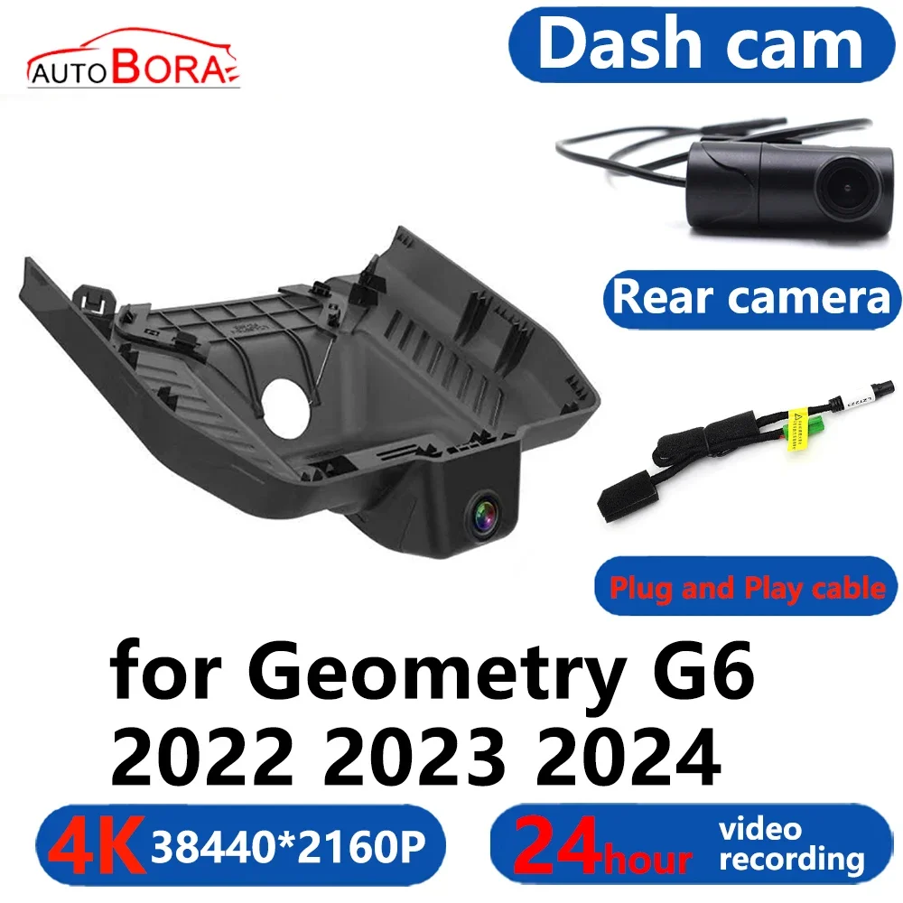 

AutoBora 4K Wifi 3840*2160 Car DVR Dash Cam Camera 24H Video Monitor for Geometry G6 2022 2023 2024