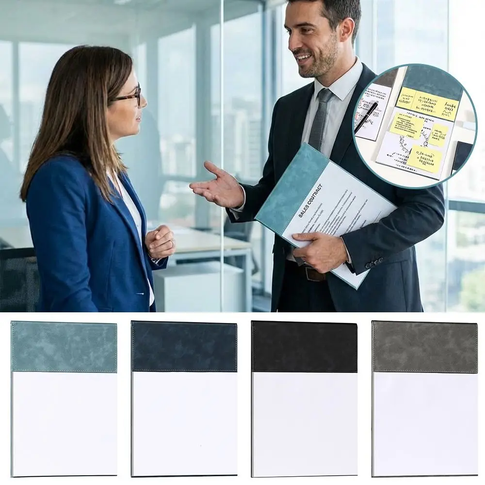 Portable Suede File Folder A4 With Sticky Notes Clipboard Writing Pad Business Office