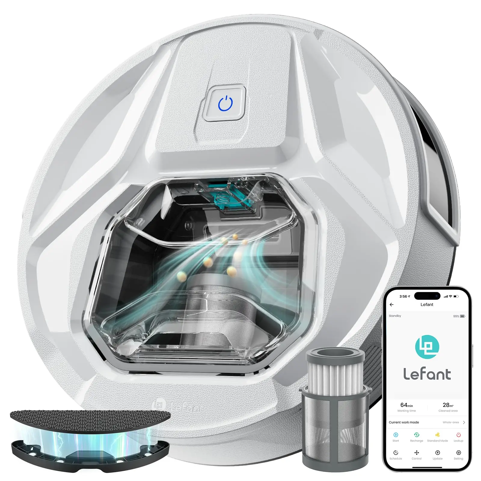 Lefant M320 Robot Vacuum Cleaner with Mop, 6000Pa Powerful Suction, Visible Dustbin, Carpet Detection, Alexa Voice Control