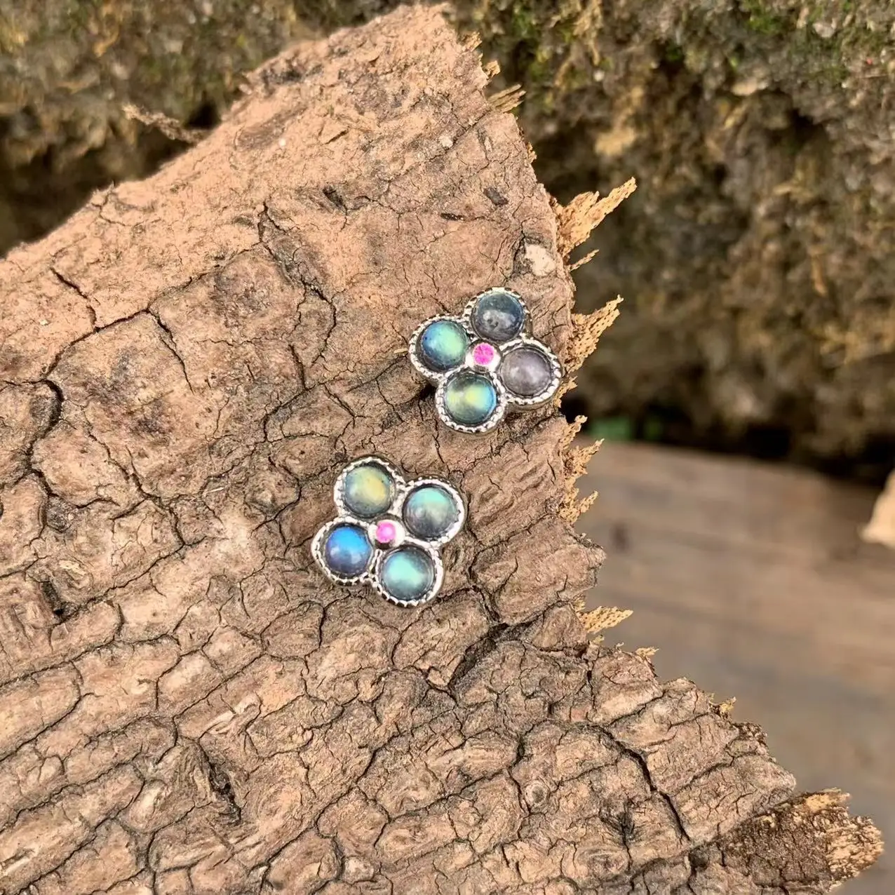 أقراط من الفضة الإسترليني عيار 925 من حجر القمر الطبيعي الأصلي للنساء هدية مجوهرات