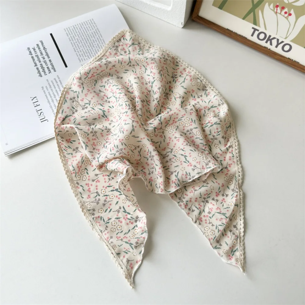 

Fashion Beach Flower Print Hair Scarf Floral Chiffon Fabric Triangle Headband Versatile Breathable Triangular Headscarf Summer