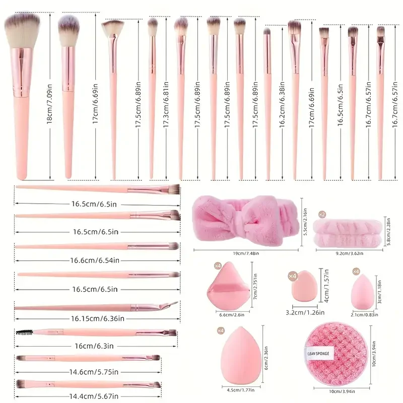 20/40 Pink Makeup kit Complete Makeup Brush Set, Big set includes Soft Brushes, Beauty Blender, Birthday Christmas New Year gift
