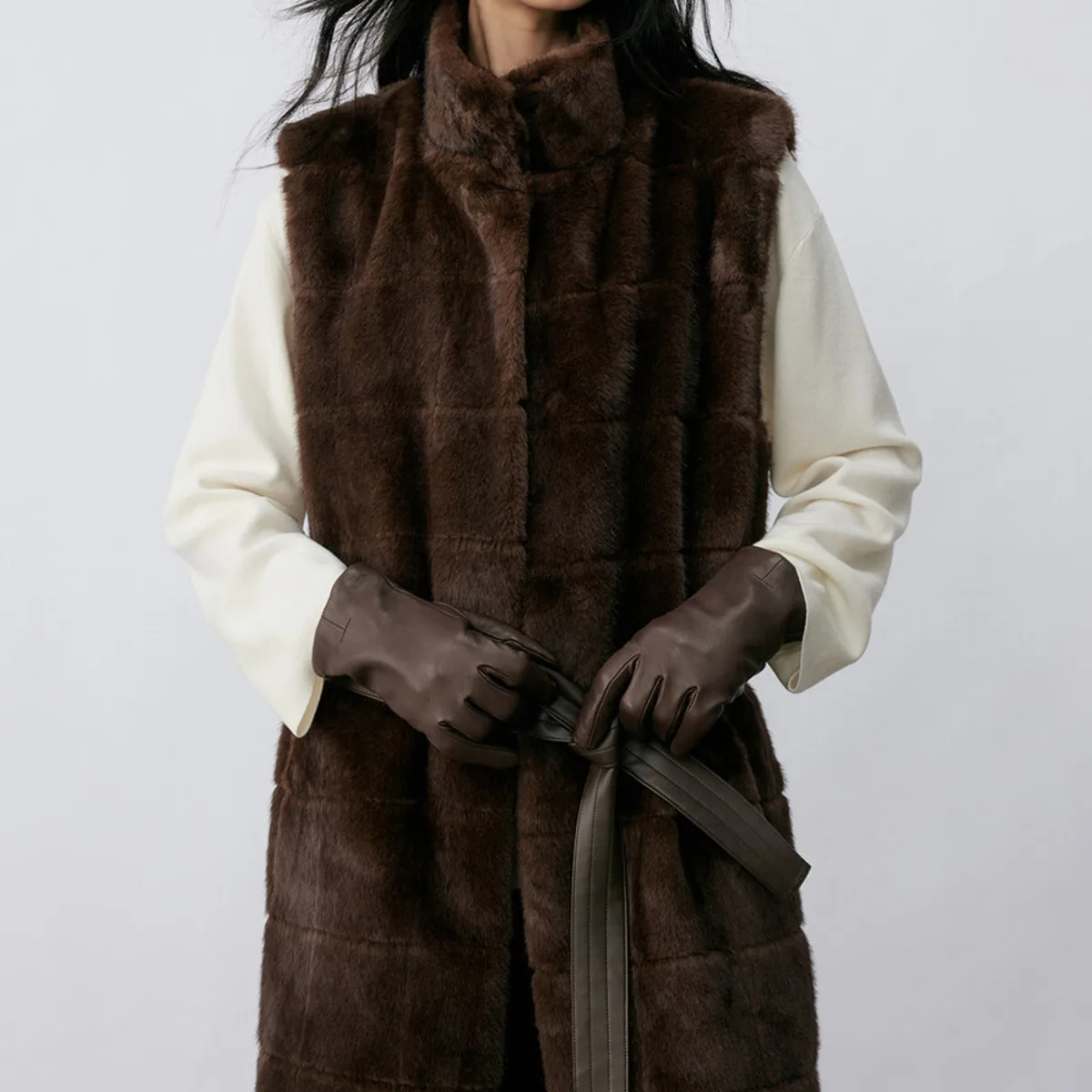 سترة BJTZ النسائية الشتوية الطويلة من الفرو الصناعي معزولة دافئة مصممة أنيقة وبسيطة وغير رسمية ملابس خارجية مريحة #3