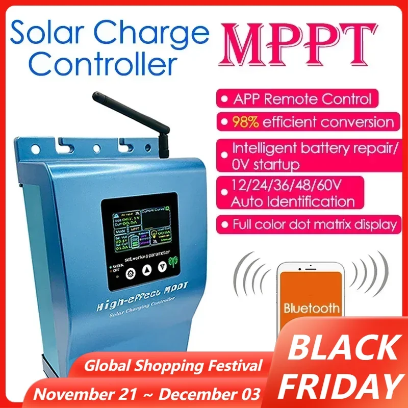 40/20A MPPT Solar Charge Controller 12/24/36/48/60V Auto Full Color Dot Matrix Display 0V Startup Smart Repair Battery Regulator