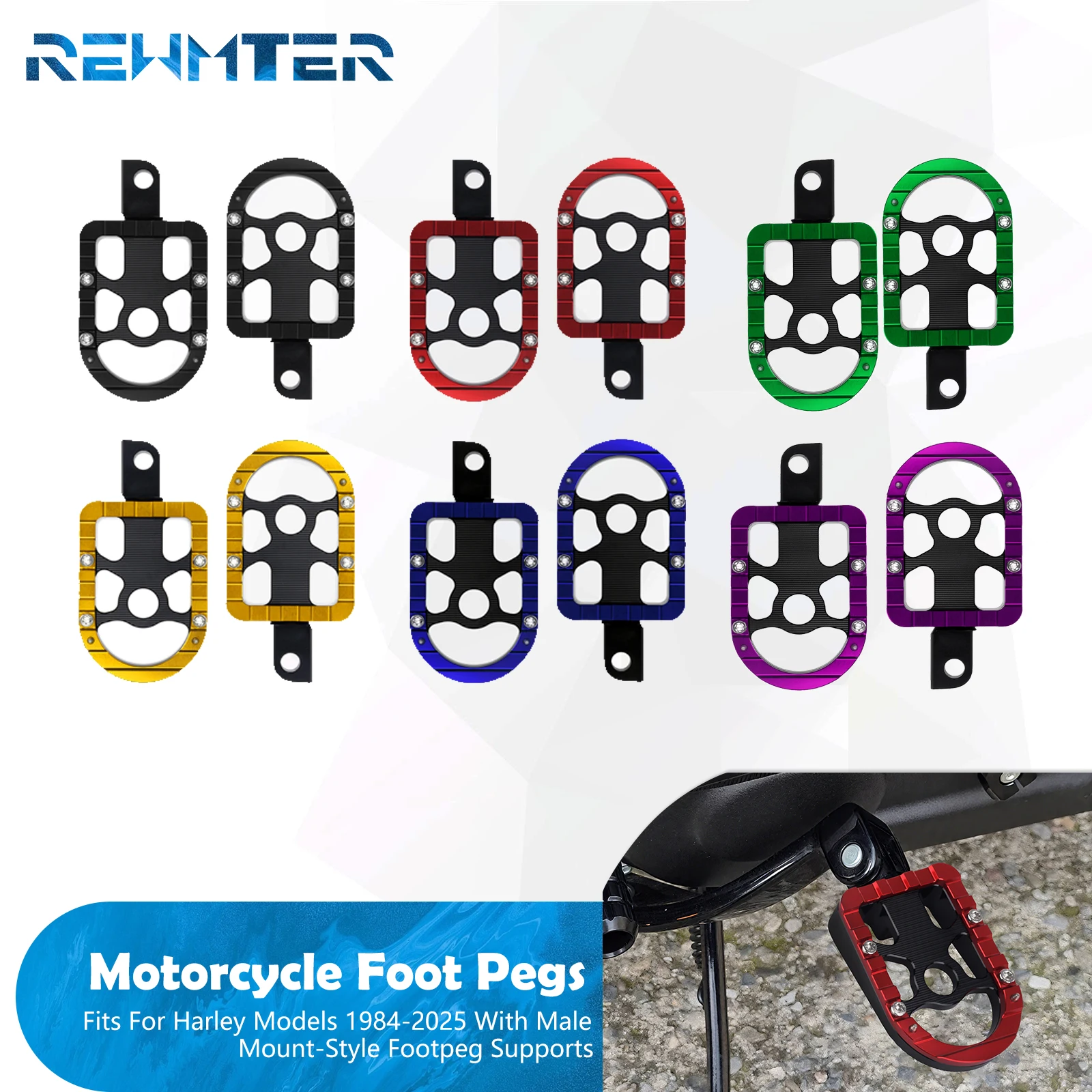 

Motorcycle Footrest Rear Passenger Floorboards Foot Peg Pedal For Harley Touring Road Electra Street Glide Softail Fat Boy 84-25