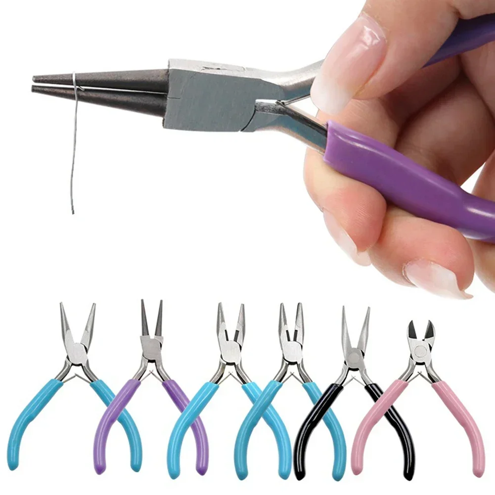 Mini Pliers Diagonal Round Bent Needle Nose Handcraft Beading Insulated Cutter Pliers For Jewelry Making Tools