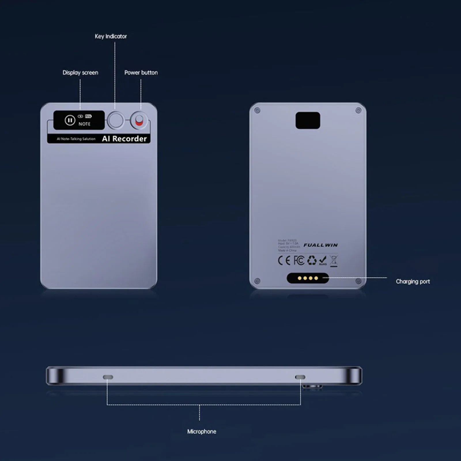 

Digital Voice Recorder with Real-Time Transcription & Translation Audio Recording Device App Control for Lectures Meetings Calls