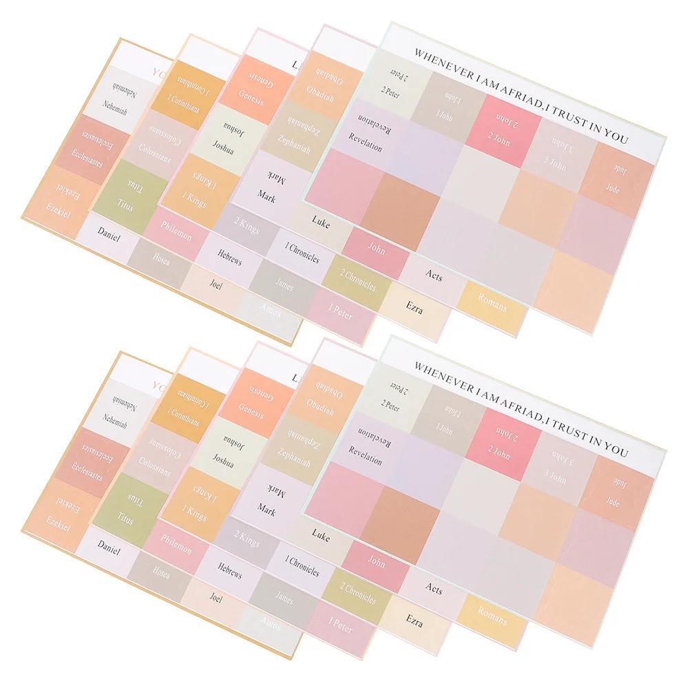 10 أوراق من علامات تبويب مؤشر الكتاب المقدس، ملصقات ورقية، علامات تبويب كتب الملاحة، مستلزمات يومية للنساء، نظام وضع العلامات #5