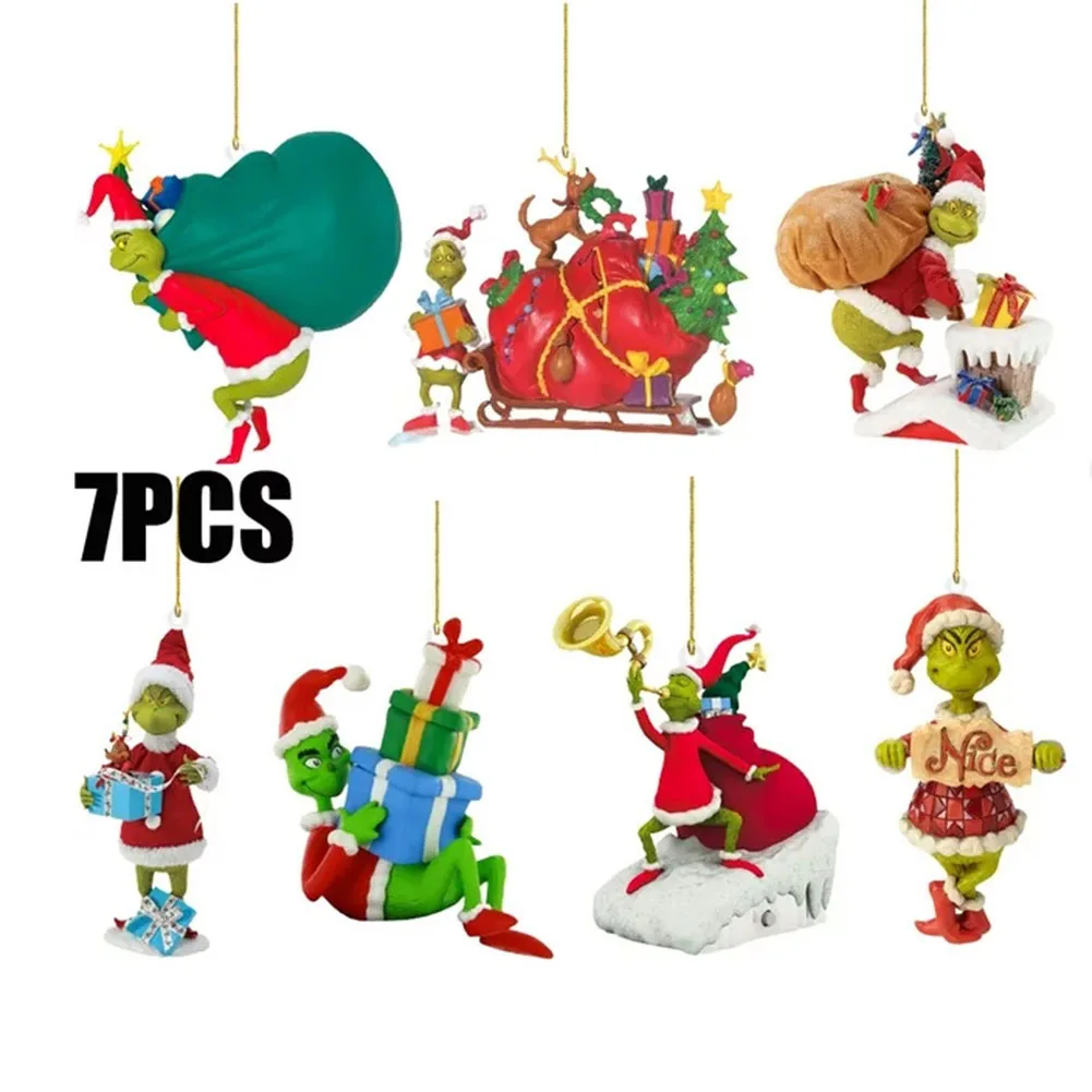 7Pcs Whoville Christmas Ornaments Acrylic Funny Christmas Decorations Christmas Grinch Tree Decor for Home Holiday Party