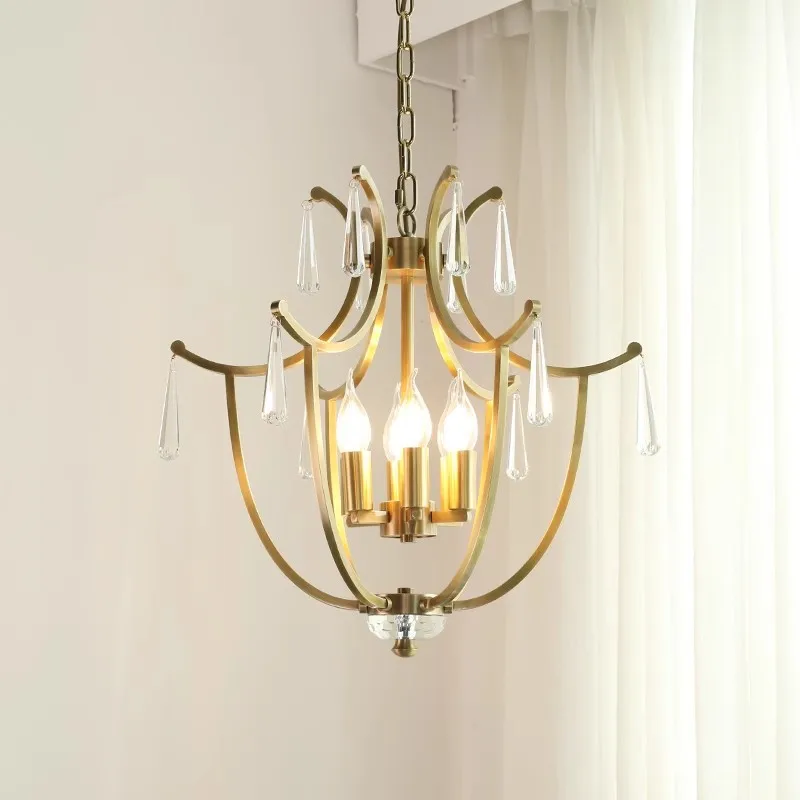 

All copper American bedroom children's room small chandelier warm and romantic cloakroom study room