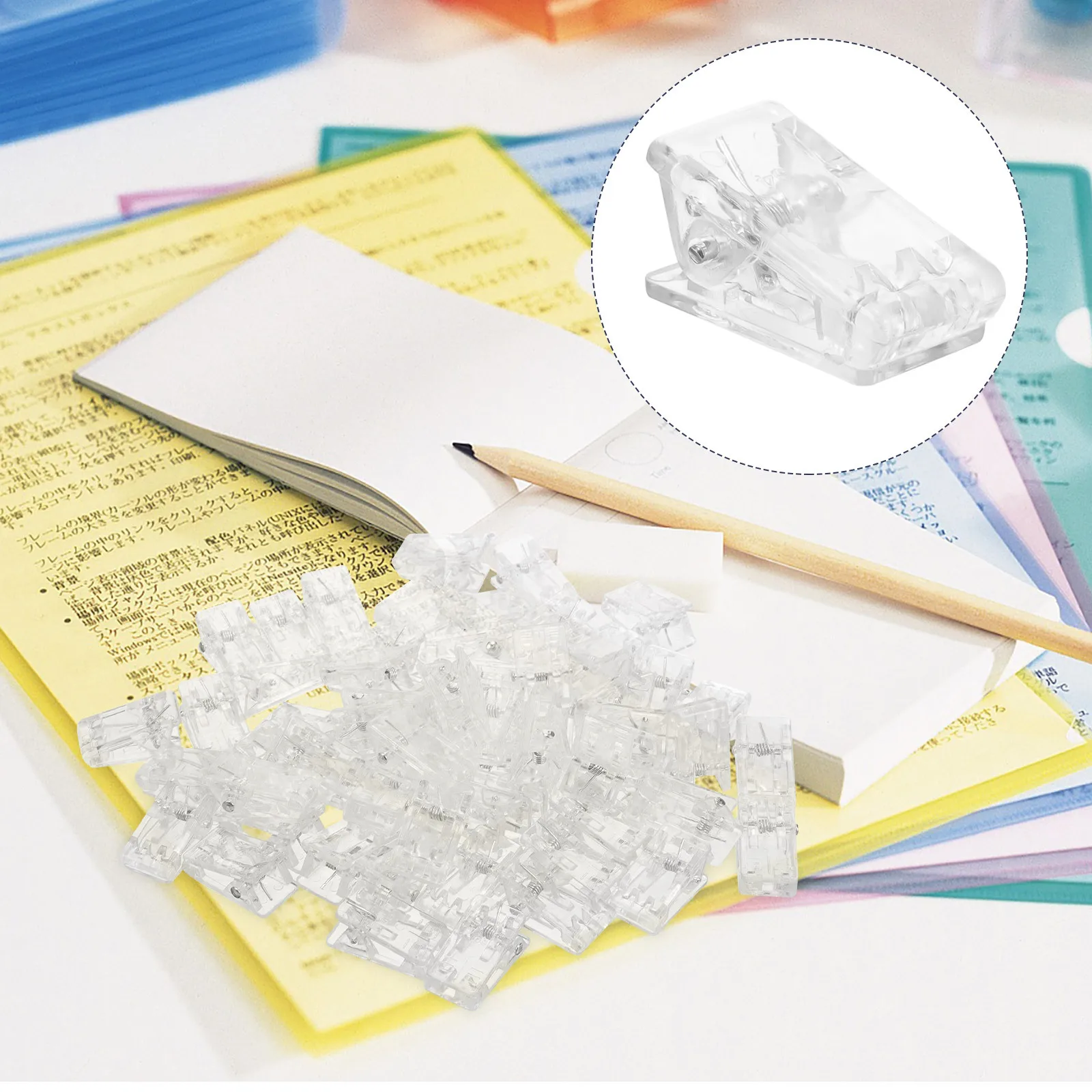 

60Pcs Clips Transparent Acrylic Clips Small Badge Clamps for Hanging Photos Posters Wall Decoration School Office