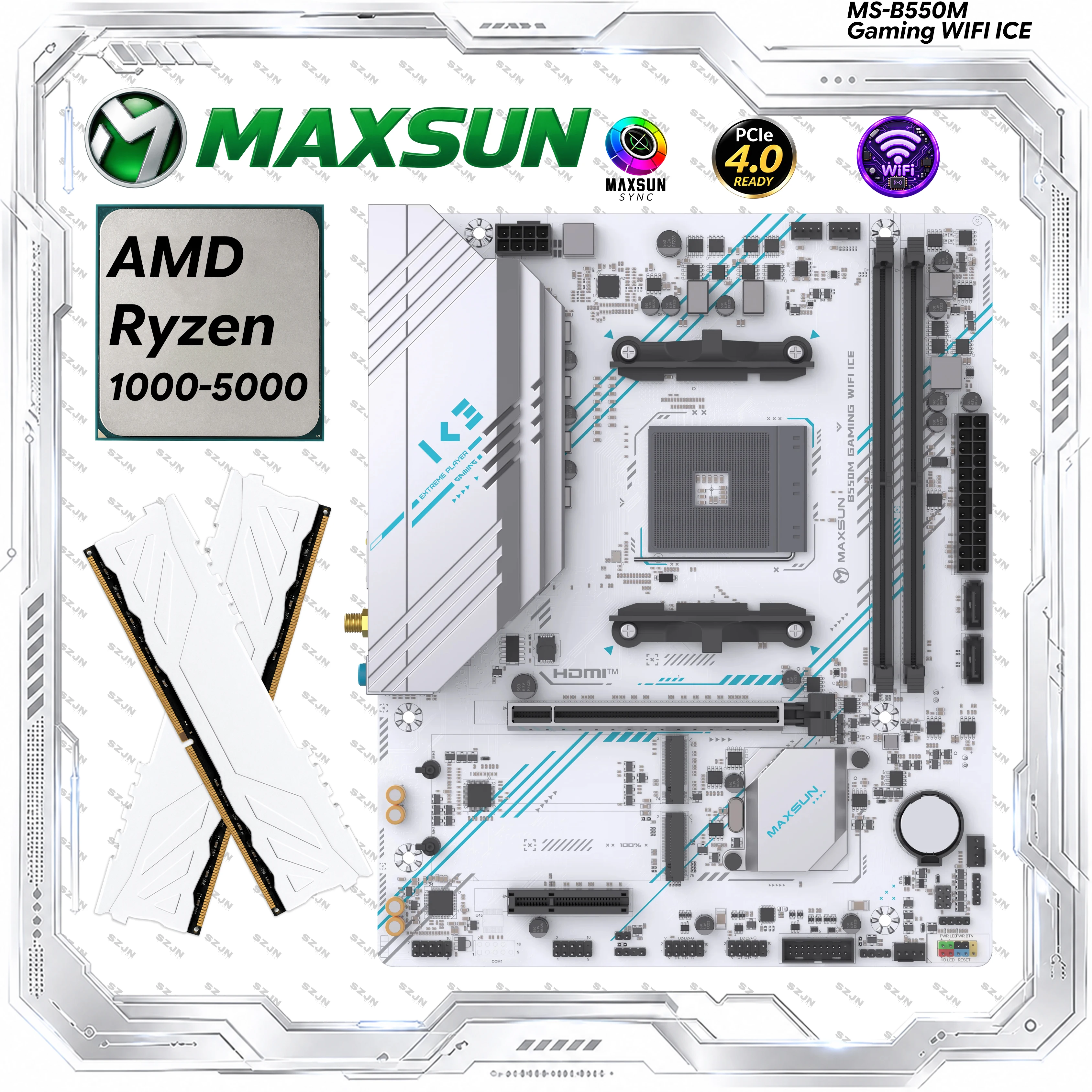 MS-B550M GAMING WIFI ICE B550 Motherboard AM4 RYZEN 5000 DDR4 3200MHz Dual M.2 PCIe 4.0 X16 HDMI DP WiFi M-ATX For AMD Ryzen