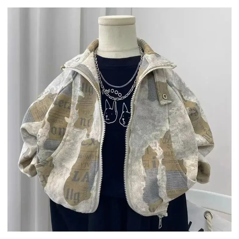 

Spring Autumn Zipper Clothes for Teenagers Printing Coat Kids Boys Fashion Sport Jacket Children High Quality Outerwear