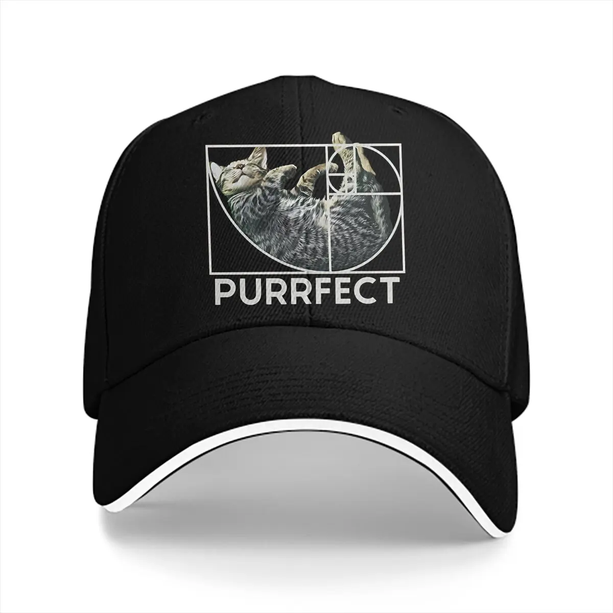 Purrfect Cat Baseball Cap Men Hats Women Visor Protection Snapback Fibonacci Sequence Golden Ratio Caps