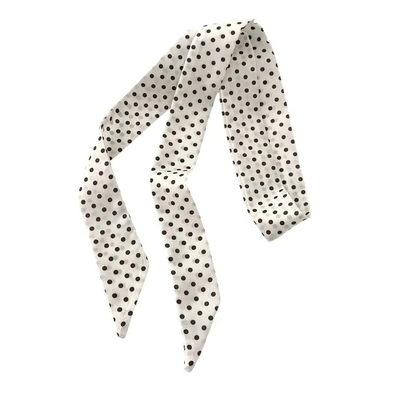 Seidenschal für Damen, Kopfbedeckung mit Polka-Dot-Muster, vielseitiges Haarband für urbanen Chic und Business-Outfits – Detail 9