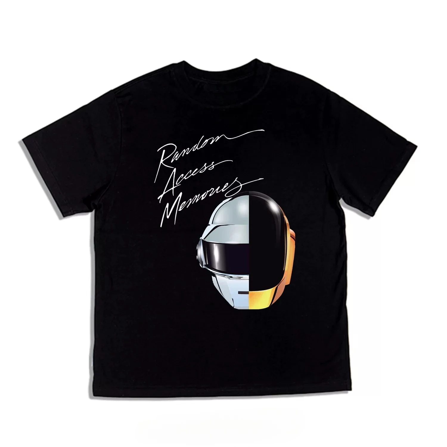 Daft Punk Rainbow Helmet DJ Black Band Graphic T-Shirt Cotton Men Women Streetwear Tee