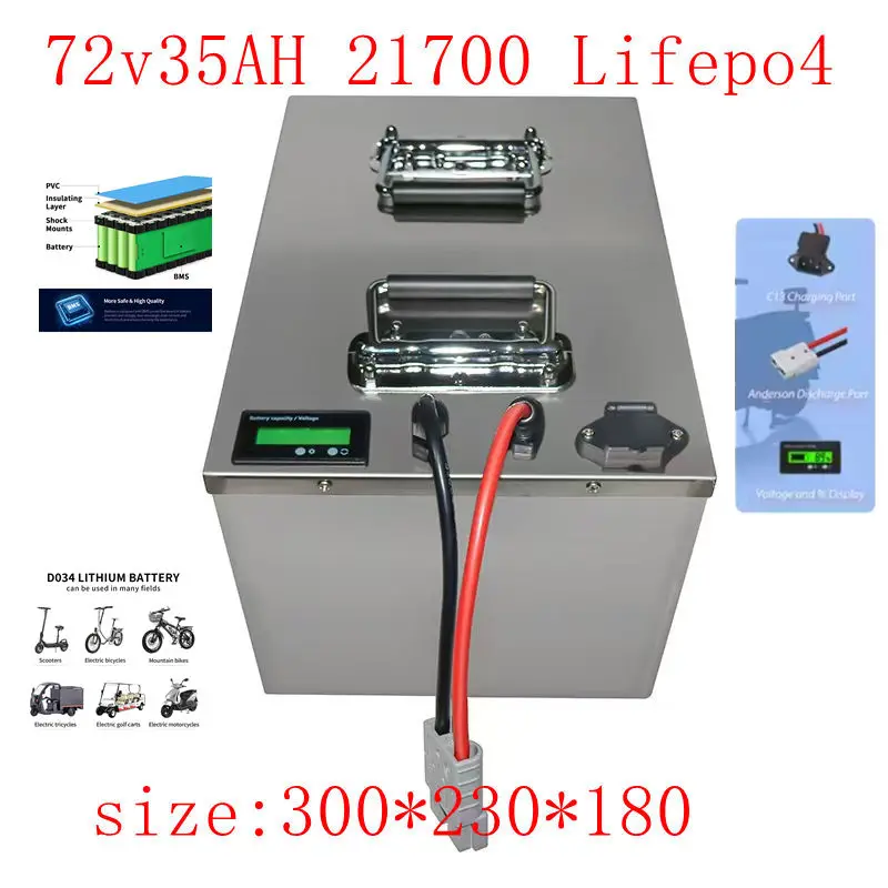 72V 35AH  Lifepo4 Rechargeable Battery High Capacity Energy Storage for Motorcycle Electric Car Pedal Car Golf Car
