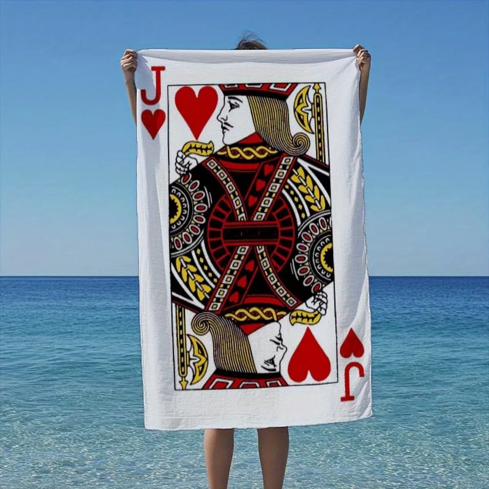 Jack of Hearts Beach Towel Patterned Sunscreen And Windproof Suitable For Swimming Pool Camping Travel Blanket