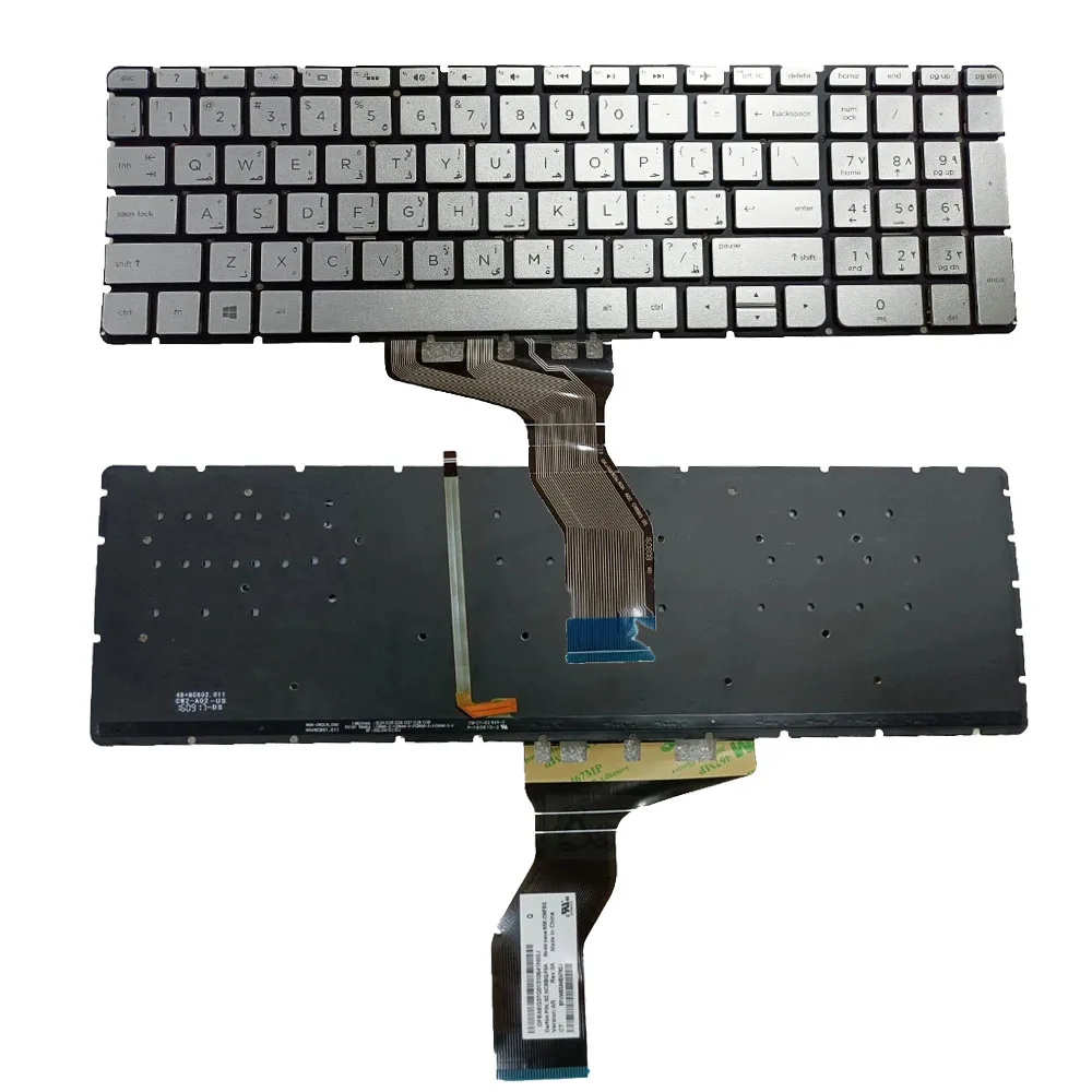 

For HP pavilion 15-AB 15-AX 15-AK 15-AW 15-BK 15-BC 17-G 17-AB 17-S Arabic laptop Backlit silver keyboard AR