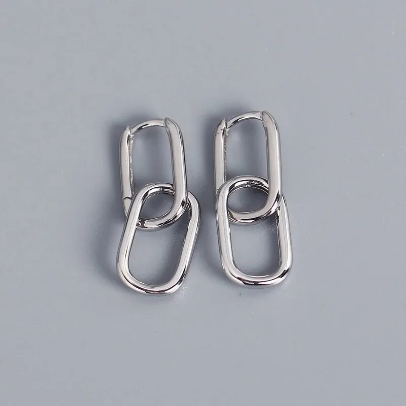 

925 Sterling Silver Oval Hoop Earrings For Women Geometric Hot Elegant Love Earrings Gift