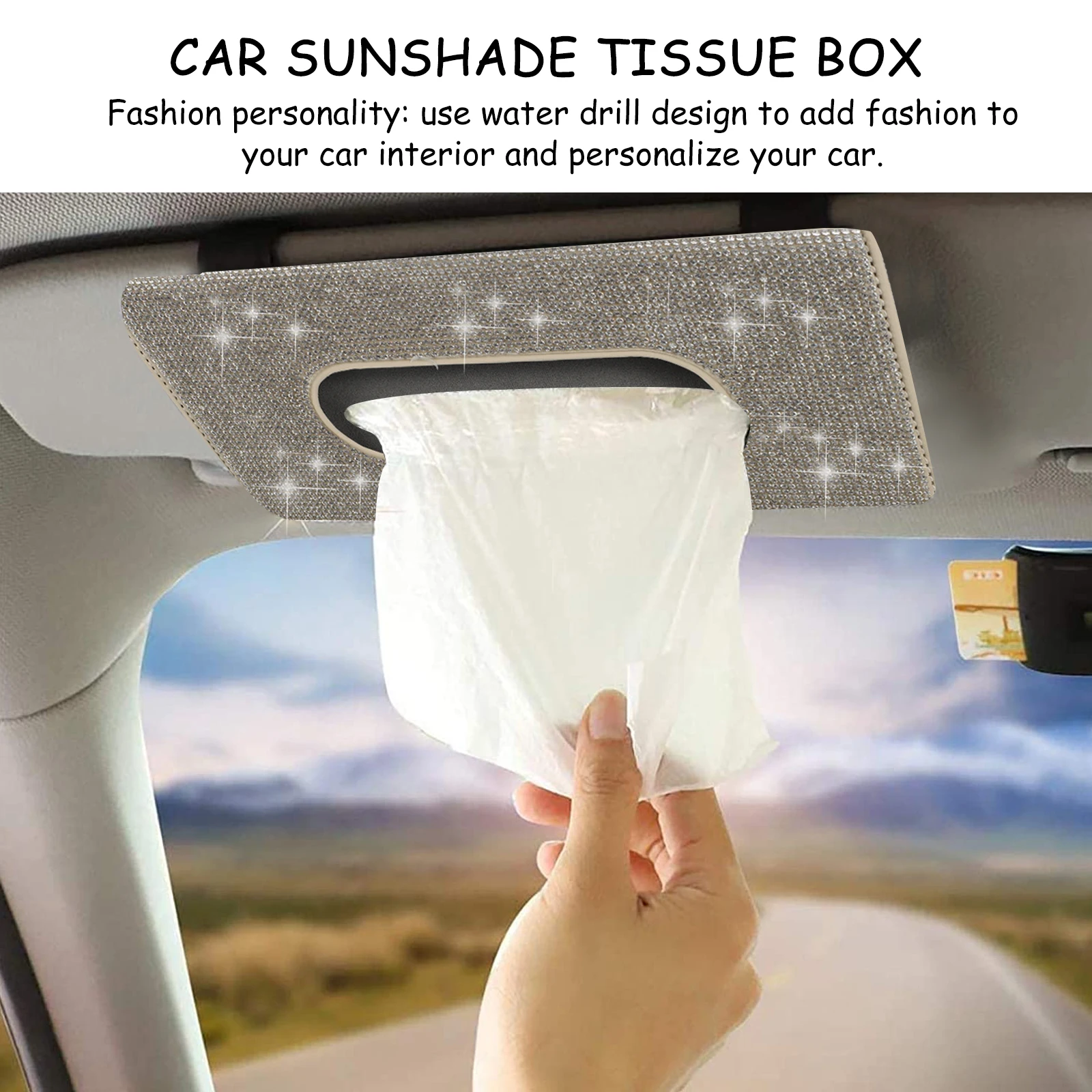 

Car Tissue Box Sun Visor Holder Pu Napkin Holder For Car Easy Install Durable Chic Fashionable Eye-Catching