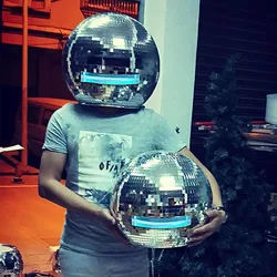 Diameter 40CM Cool Disco Mirror Ball Helmet Mask Mirror Cosplay Costume Disco Ball Helmet For DJ Nightclub Dance Party Decor