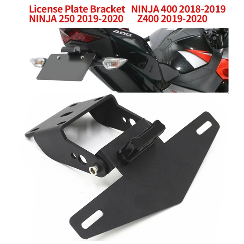 Motorcycle License Plate Bracket Holder Mount LED Light For Kawasaki NINJA 400 2018-2019 NINJA 250 Z400 2019-2020