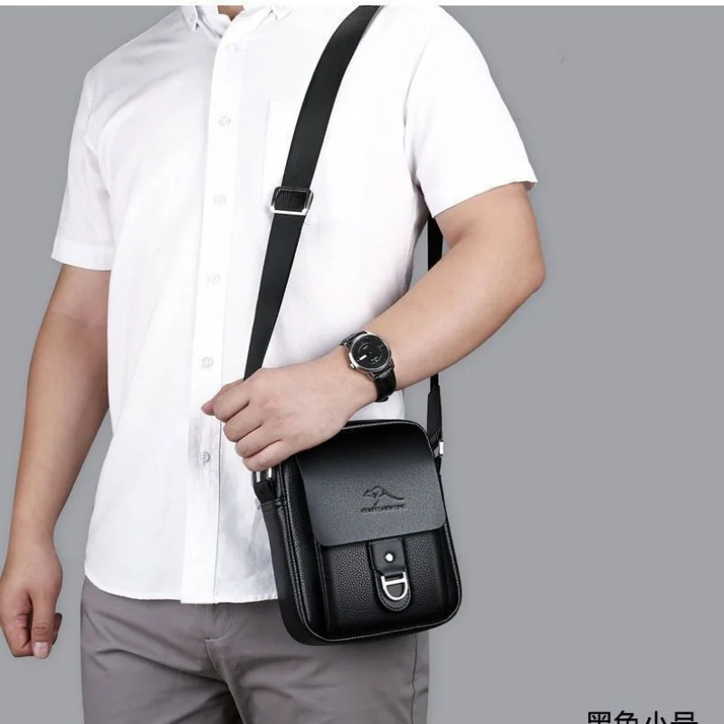 

Classic Business Men's Shoulder Bag Vintage PU Leather Crossbody Bag Adjustable Strap Casual Messenger Bag For Men Office Daily