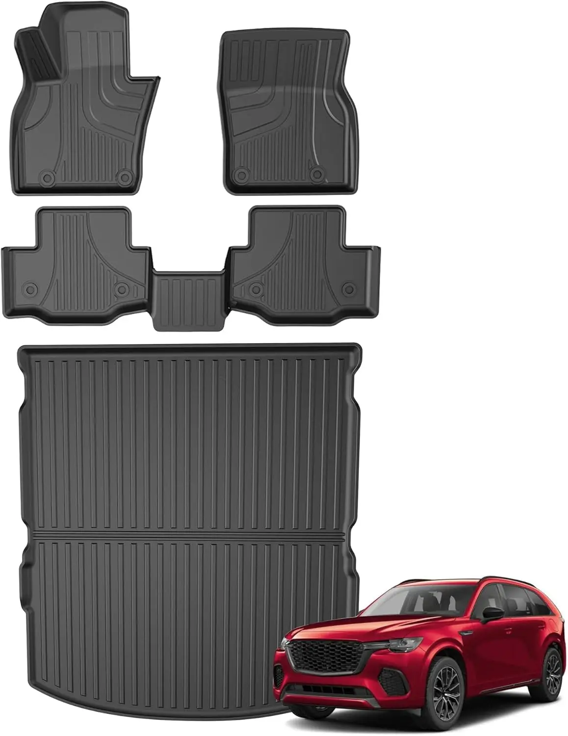 

All-Weather Floor Mats for 2025 Mazda CX-70 PHEV, TPE Non-Slip Liners Fit 1st & 2nd Row Full Set