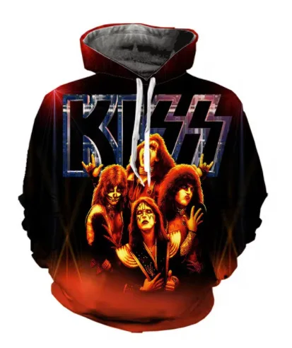 New KISS Rock Band 3D Print Hoodies Men Women Fashion Hip Hop Style Hooded Sweatshirts Oversized Streetwear Hoodie Kid Pullovers