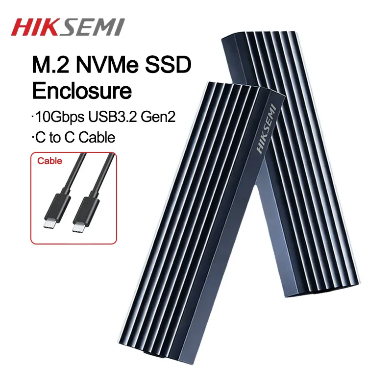 HIKSEMI M.2 NVMe SSD Behuizing 10/20Gbps SSD Case USB3.2 Gen2 USB C Externe NVME SATA Adapter Aluminium Ondersteunt M en B&M Sleutels