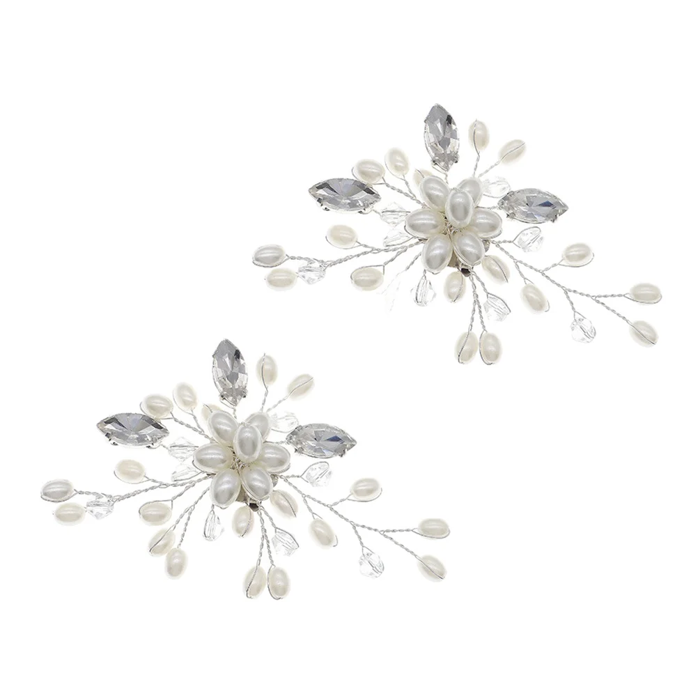 

2pcs Pearl Buckle Shoe Clips Decorative Imitation Pearls Rhinestone Wedding Party Occasions Girls Shoes Accessories Storage