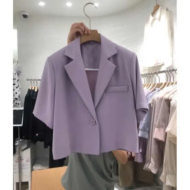 

2023 Korean Style Short Women's Shoulder Pads Office Work Loose Casual Versatile Sun Protection Top Polyester Fiber