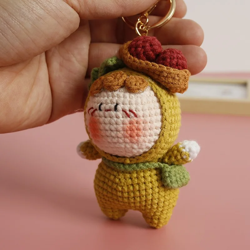 Cartoon peanut Doll Handmade Woven Knitting Yarn Keychain Wool Thread Hook Weaving Crochet Doll Decoration Creative Gifts