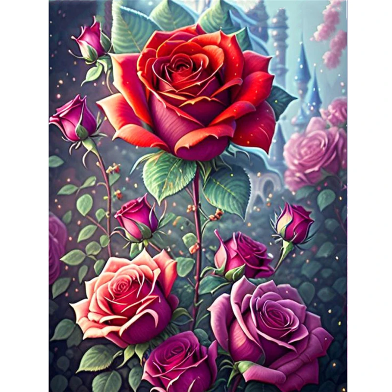 Red Rose Diamond Painting Cross Stitch Kits 5D DIY Creative Mosaic Kits Crystal Rhinestone Picture Home Décor Hobbies and Craft