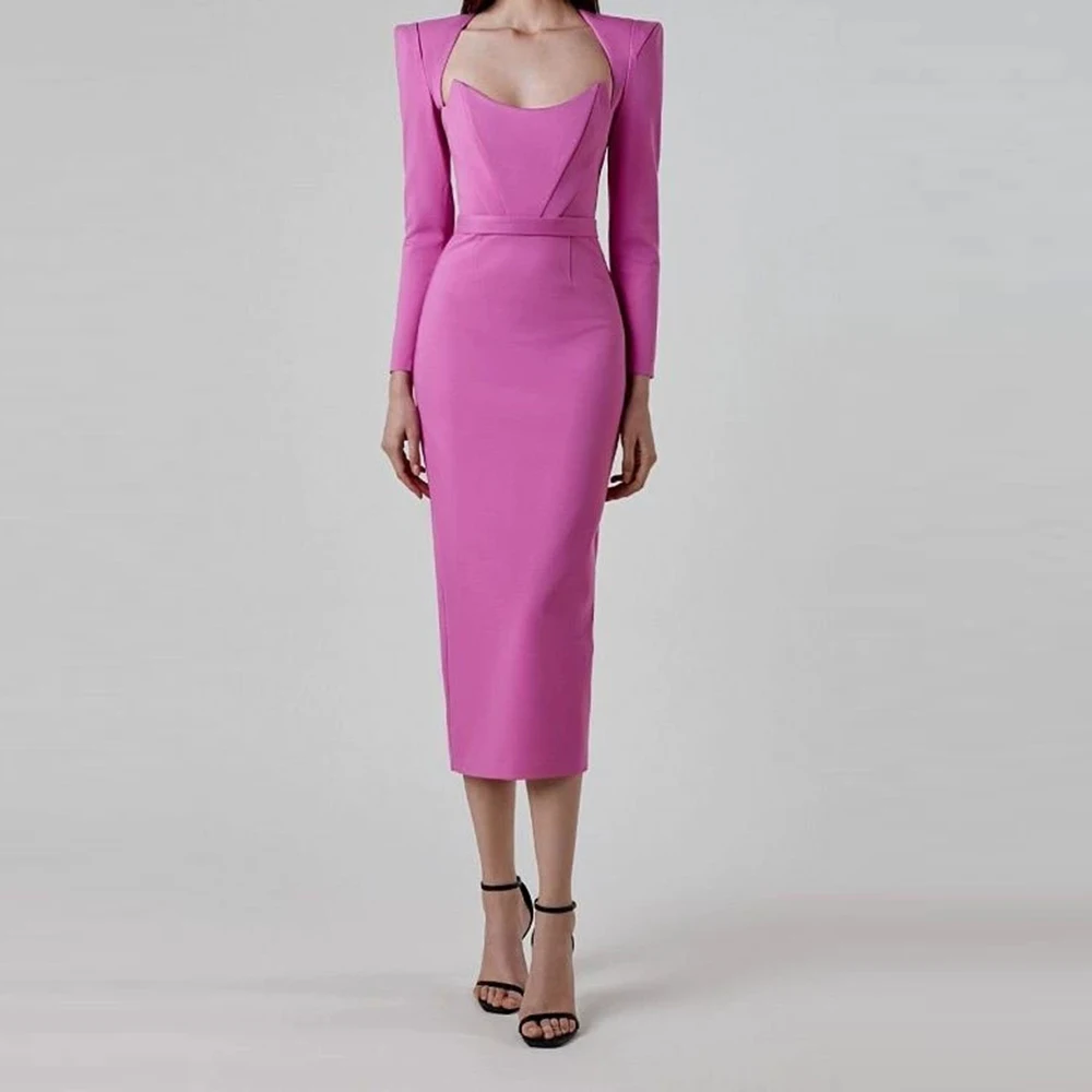 Dames herfst en winter temperament Hepburn-stijl jurk vierkante hals hoorn schouder bandagejurk met lange mouwen-GZXX1080