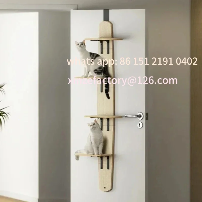 

Customizable 4-Levels Versatile Cat Climber Shelves Wooden Vertical Cats Board Shelf Hanging On Door Steady Cat Tree Tower cat C