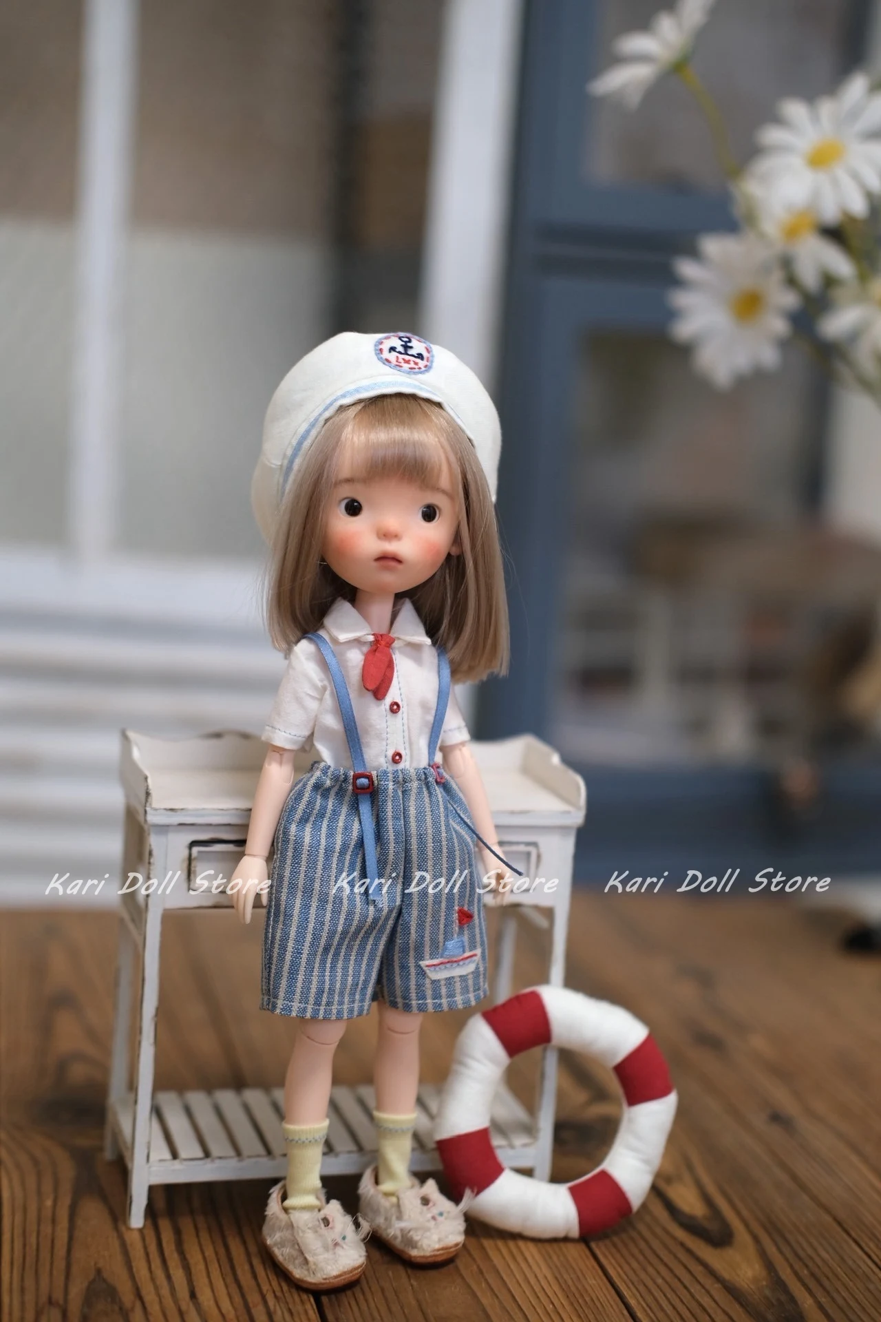 

Kari Doll Clothes and skirts 2025 Blue striped bib blister sailing set for Landazz Landoudou Landazz ob24 ob22 Doll
